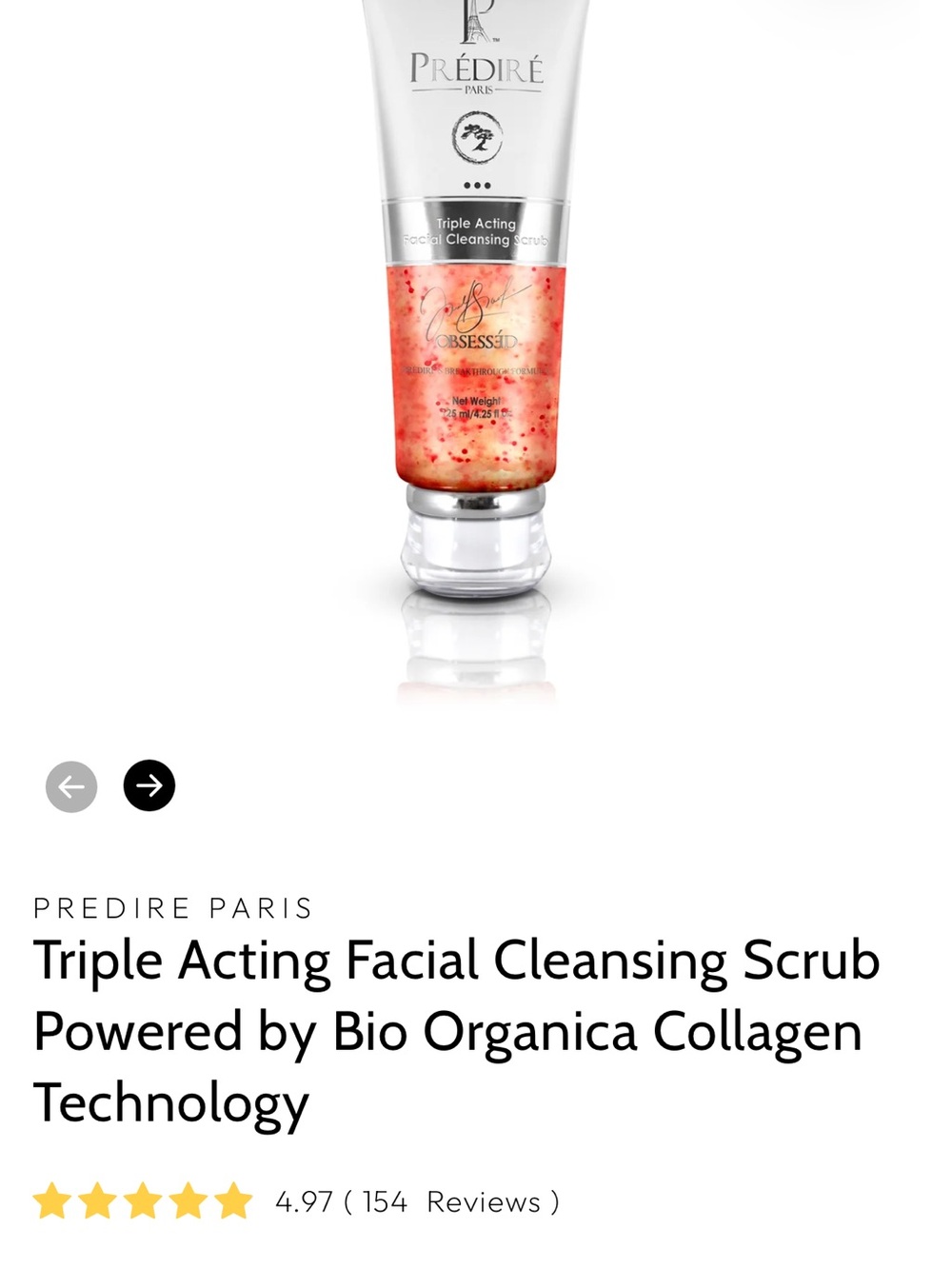 Prédiré Triple Acting Facial Cleansing Scrub — Peach Pink Exfoliating Gel
